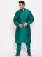 Vastramay Men's Plus Size Green Silk Blend Kurta Pyjama Set